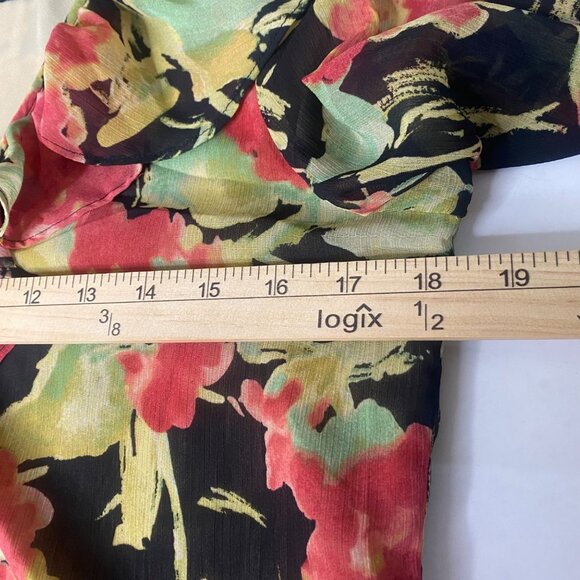 Lauren Ralph Lauren Blouse Womens SP Small P Floral Sheer Lined Ruffle Neck Care - Picture 9 of 12